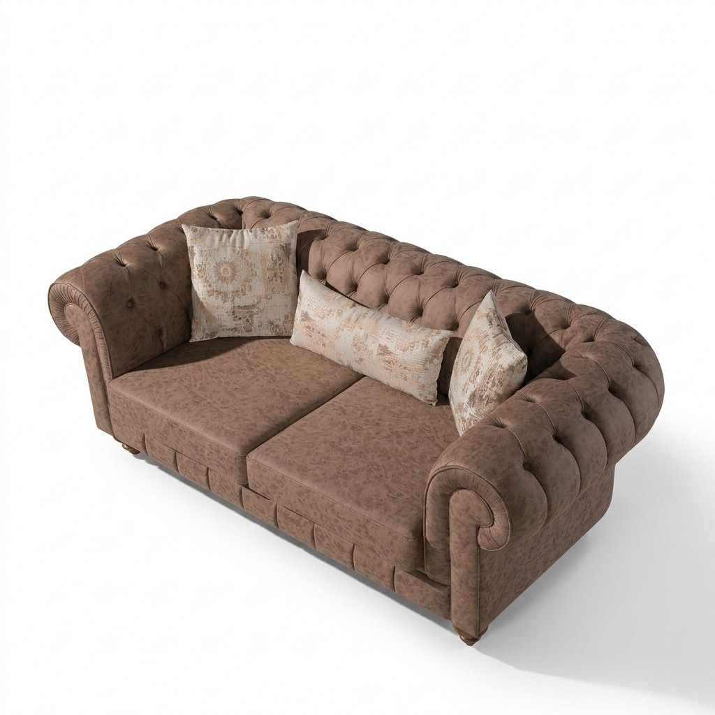 Stilvoller Brauner Chesterfield Zweisitzer Designer 2-er 2-Sitzer Couch