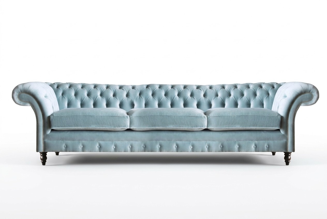Stilvoller Chesterfield Dreisitzer Stoffsofas Designer Polster Couchen