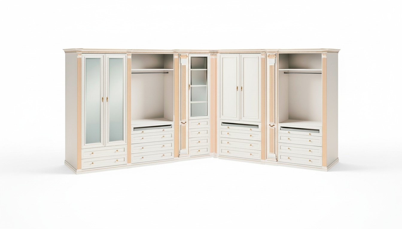 Stilvoller Weißer Eckschrank Massivholz Schlafzimmer Edel Kleiderschrank