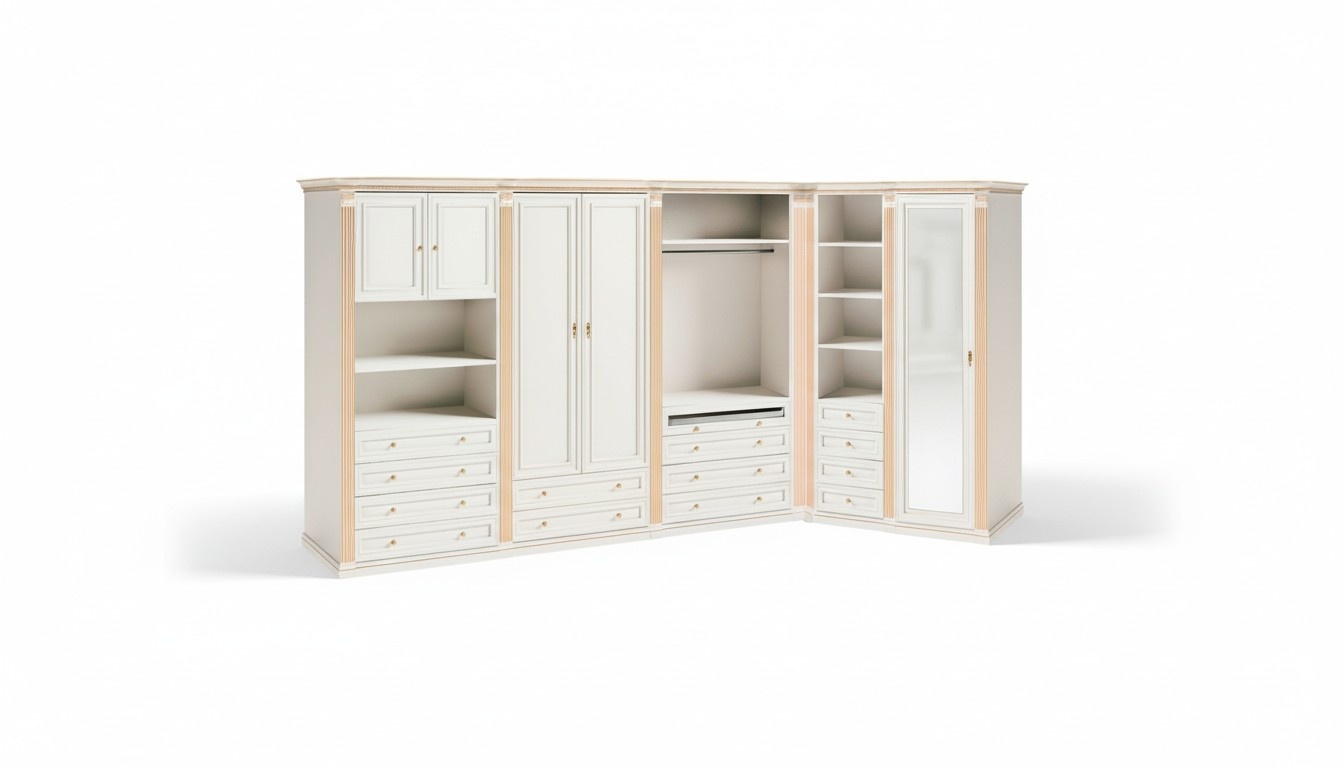 Stilvoller Weißer Eckschrank Massivholz Möbel Schlafzimmer Schränke