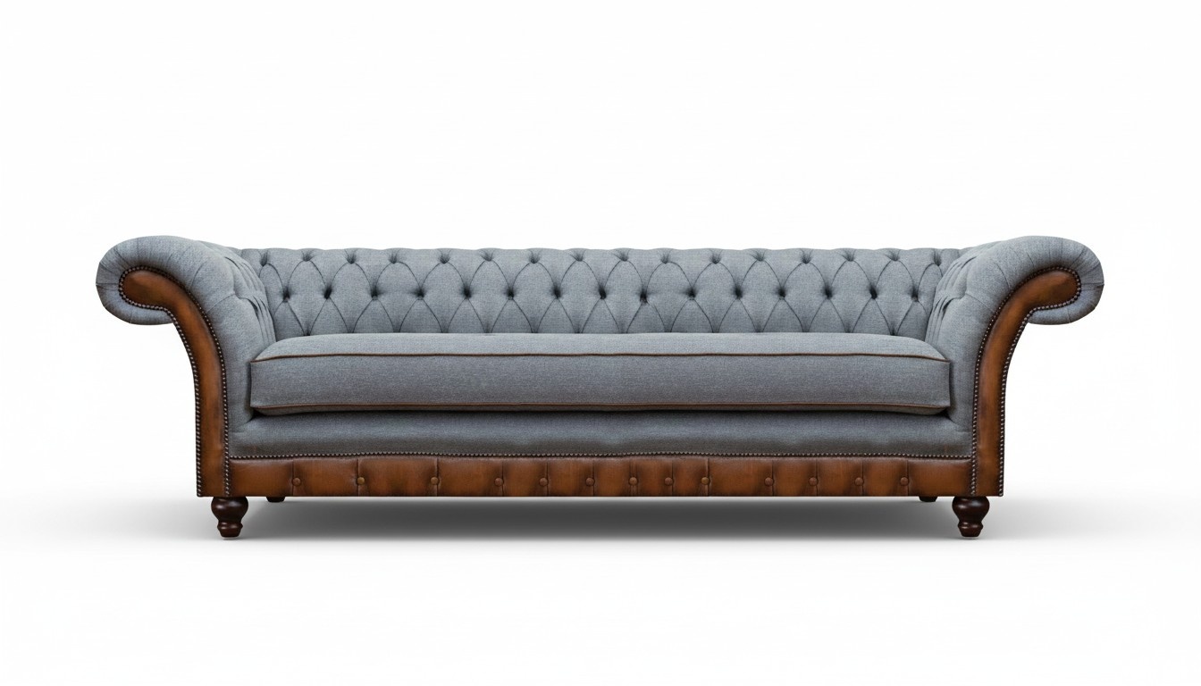 Stilvolles Chesterfield Sofa Wohnzimmer Dreisitzer Textilmöbel Sitzcouch