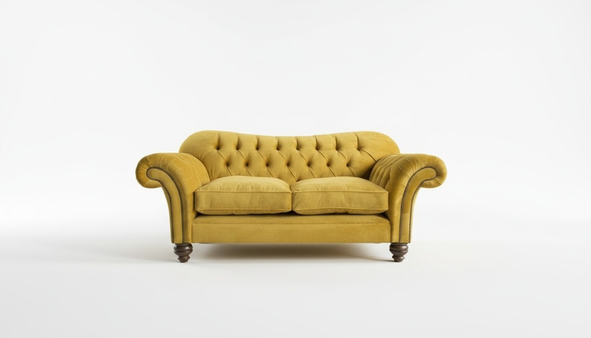Stoff Sofas Classic Polser Möbel Sofa 2 Sitzer Chesterfield Gelb Neu Textil Neu