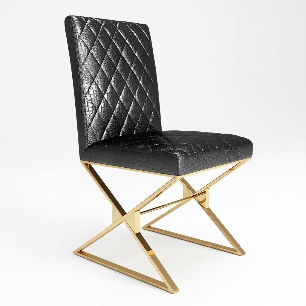 Stuhl 1x Ess Zimmer Club Stühle Polsterstuhl Sessel Metall Lounge Designer
