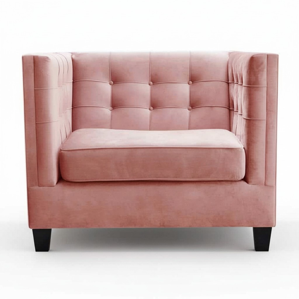 Stuhl 1x Esszimmer Fernseh Lounge Textil Sitz Sessel Chesterfield Polsterstuhl