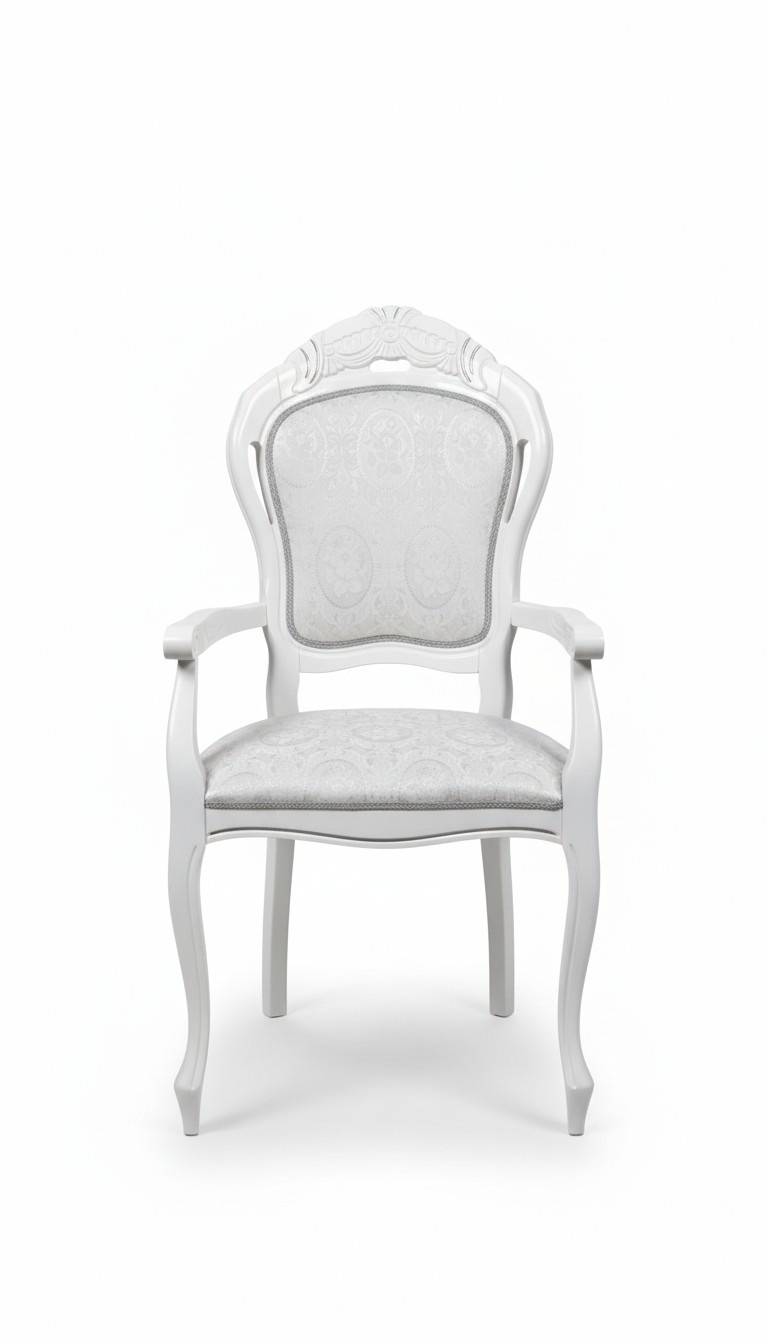 Stuhl Weiß Silber Design Wohnzimmer Esszimmer Holz Stühle Polster Made