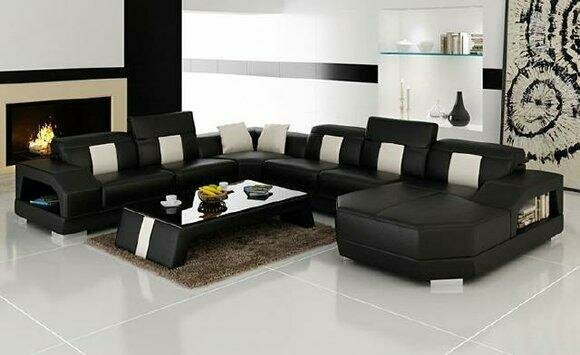 Wohnlandschaft Polster Ecke Eck Landschaft Leder Sofa Couch Garnitur Modern