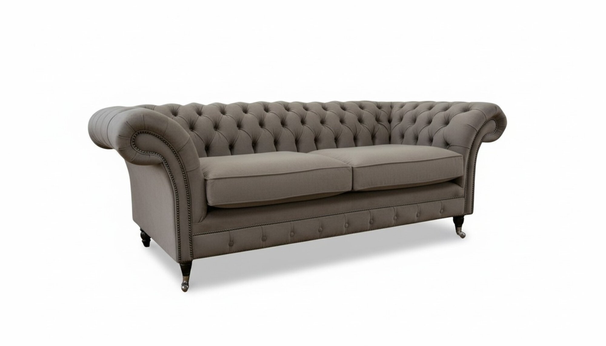 Taupe Chesterfield 3 Sitzer Taupe Möbel Modern Design Textil Wohnzimmer
