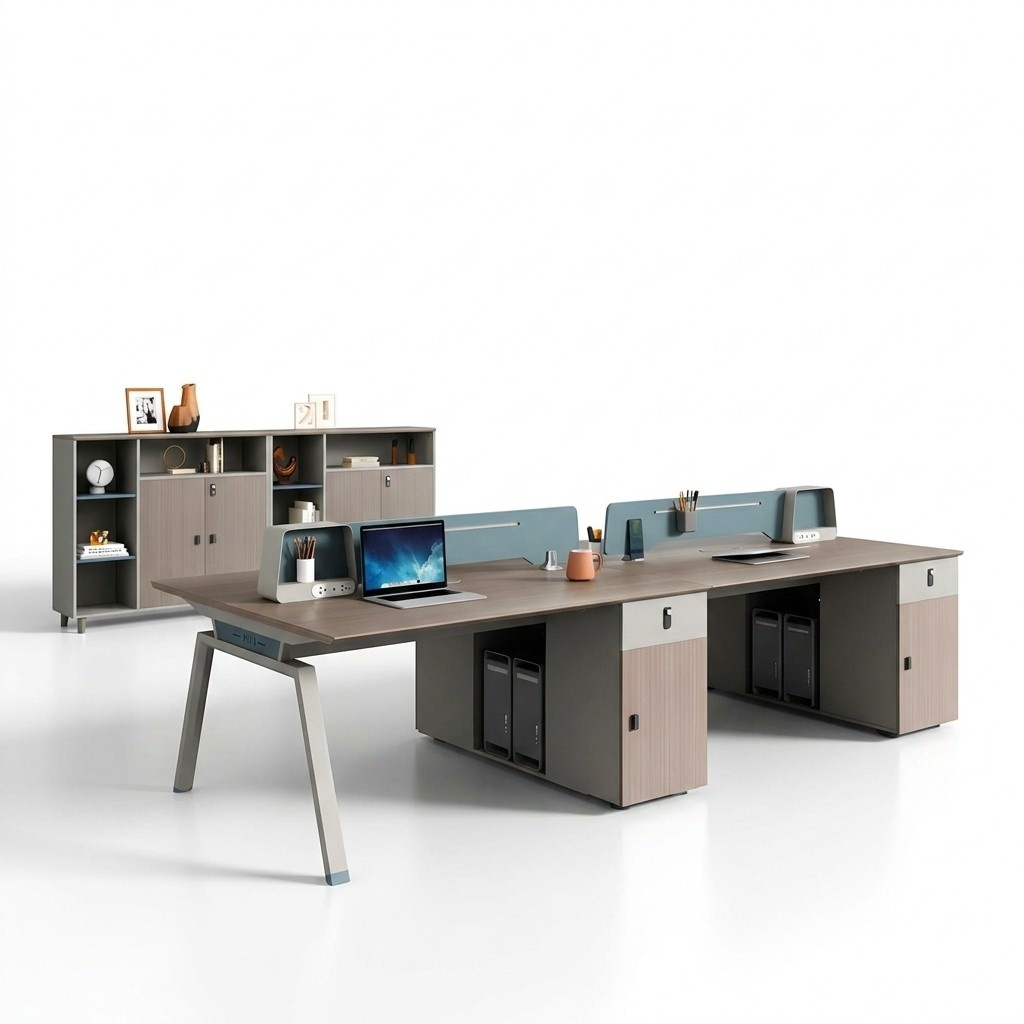 Team Schreibtisch Tisch Schreibtische Büro Einrichtung 240x120 + Aktenschrank