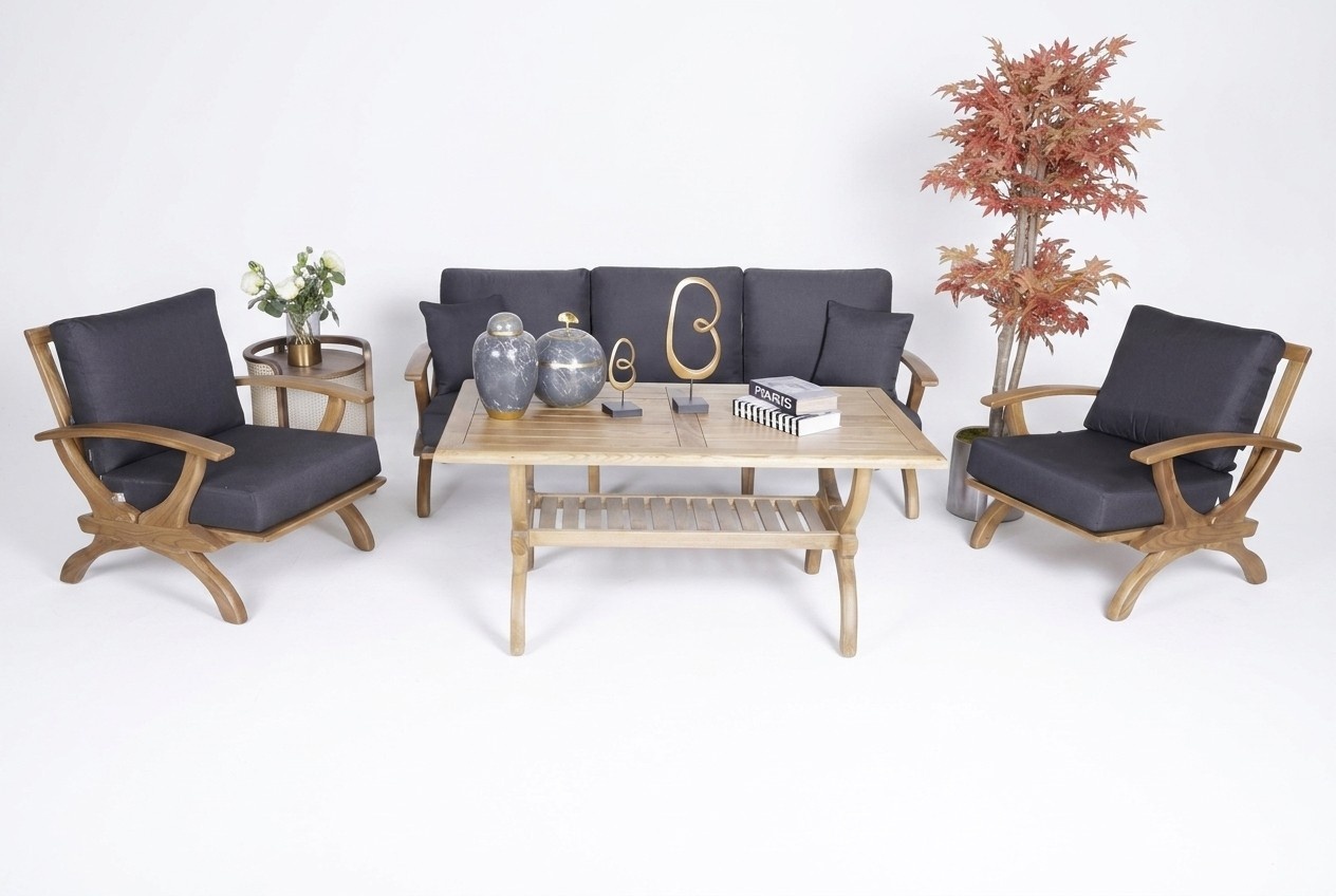 Terrassenmöbel Gartenmöbel Sofa Set 3+1+1 Sitzer Holz Esstisch Komplett