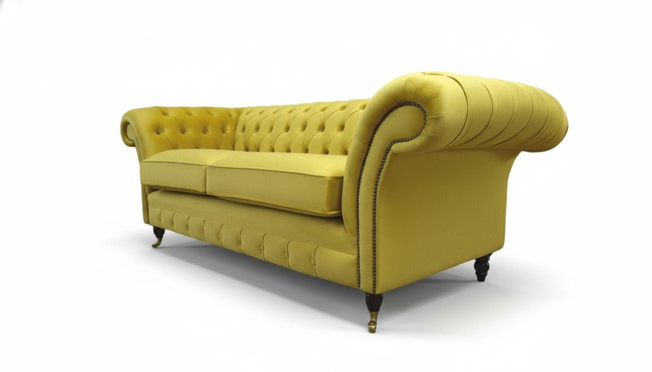 Textil 3 Sitzer Blau Stoff Design Couch Polster 230cm Sofa Chesterfield