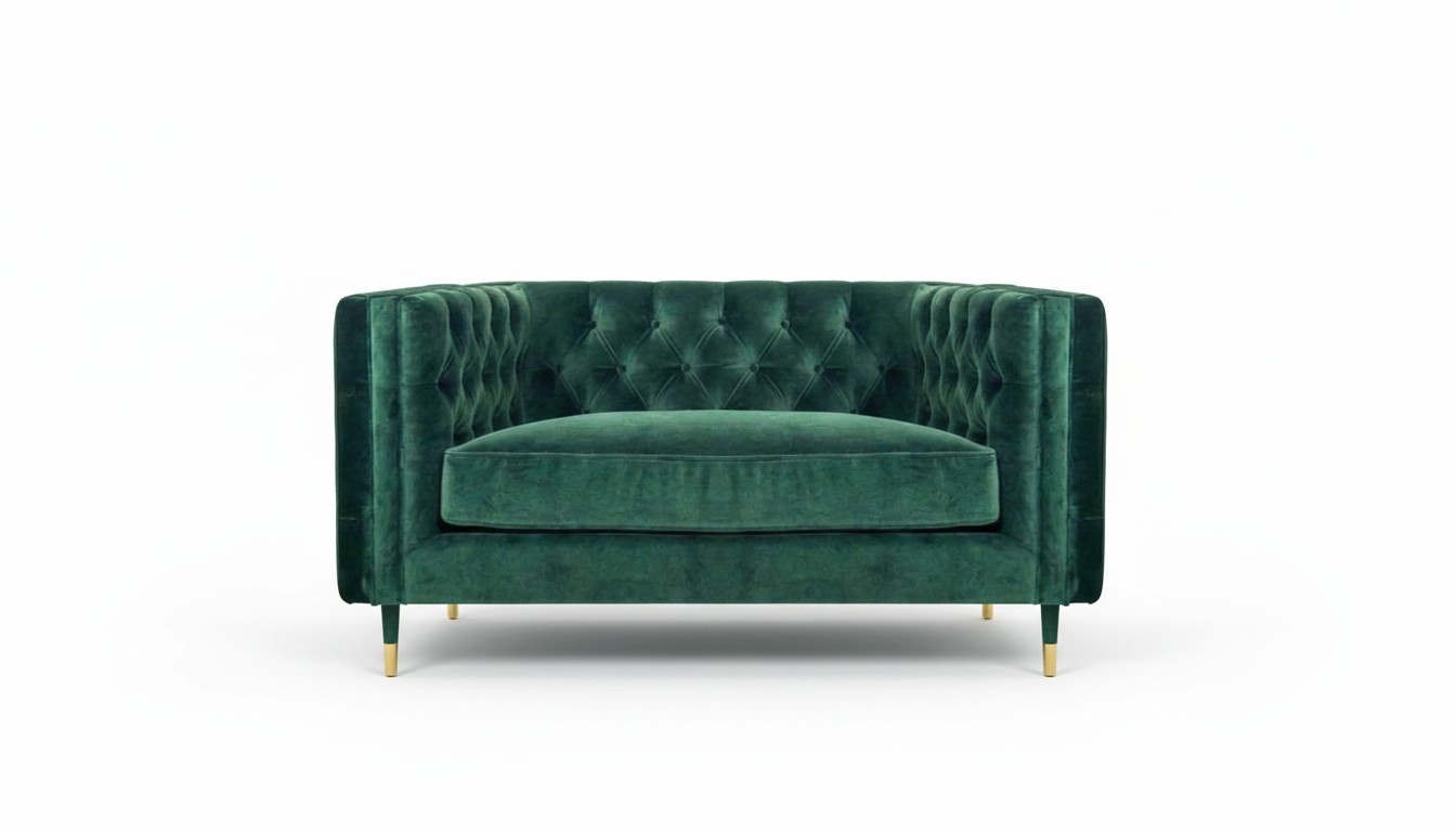 Textil Sofa Couch Zweisitzer Grün Design Möbel Modern Polstermöbel Chesterfield