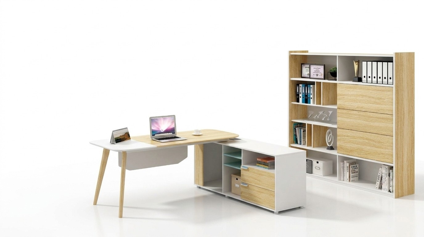 Tisch + Aktenschrank Büroeinrichtung 2tlg. Chef Regal Set Schreibtisch