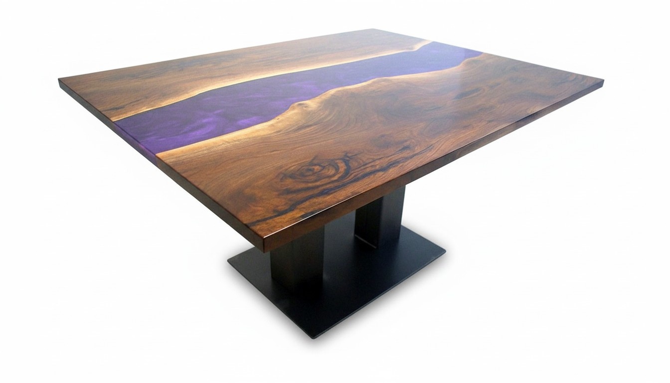 Tisch Epoxidharz Epoxy Resin Fluss Echtes Holz Preis 1qm Tische Maßanfertigung