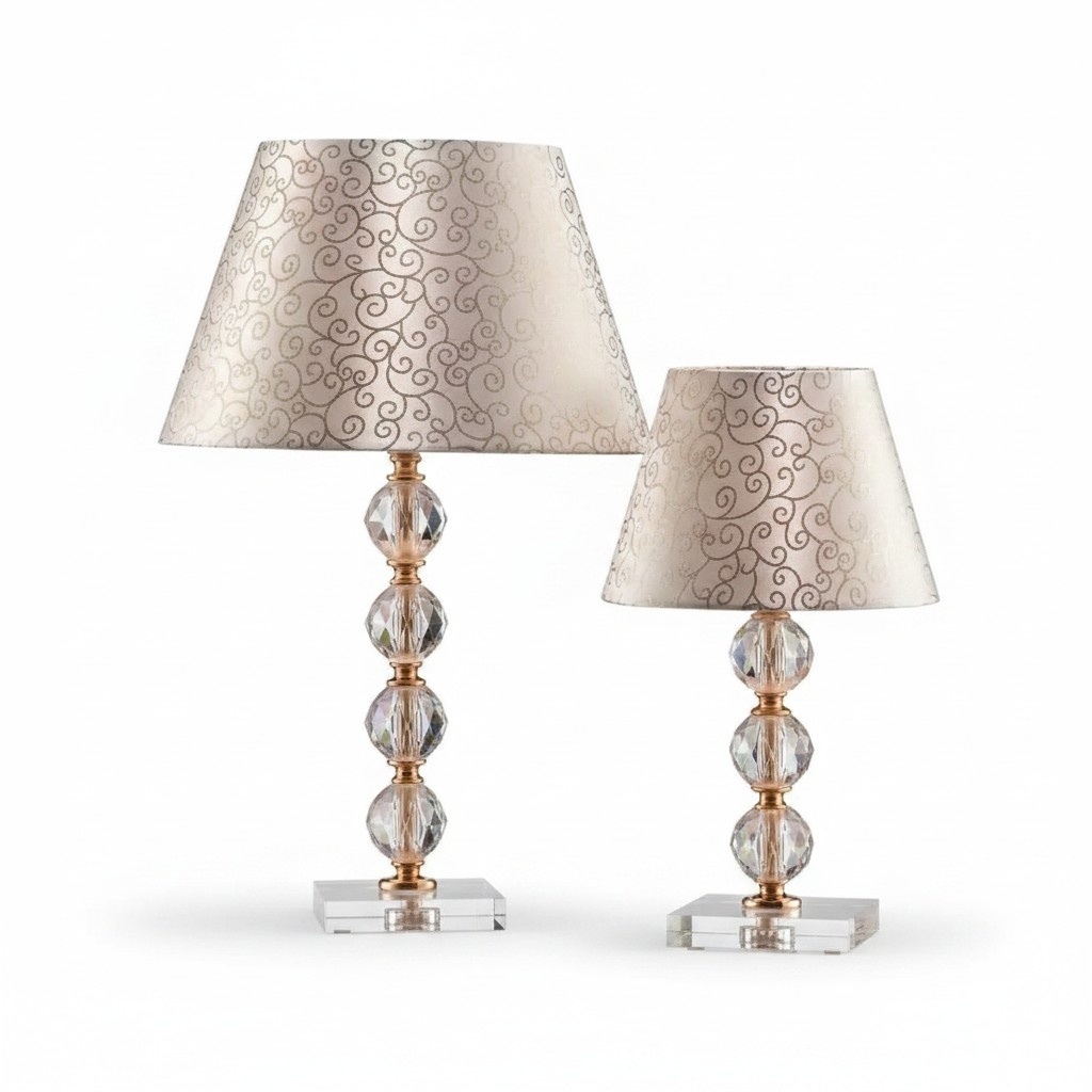 Tischlampe Tischleuchte Lampe Leuchten Luxus Beige Lampen Tisch Kristall
