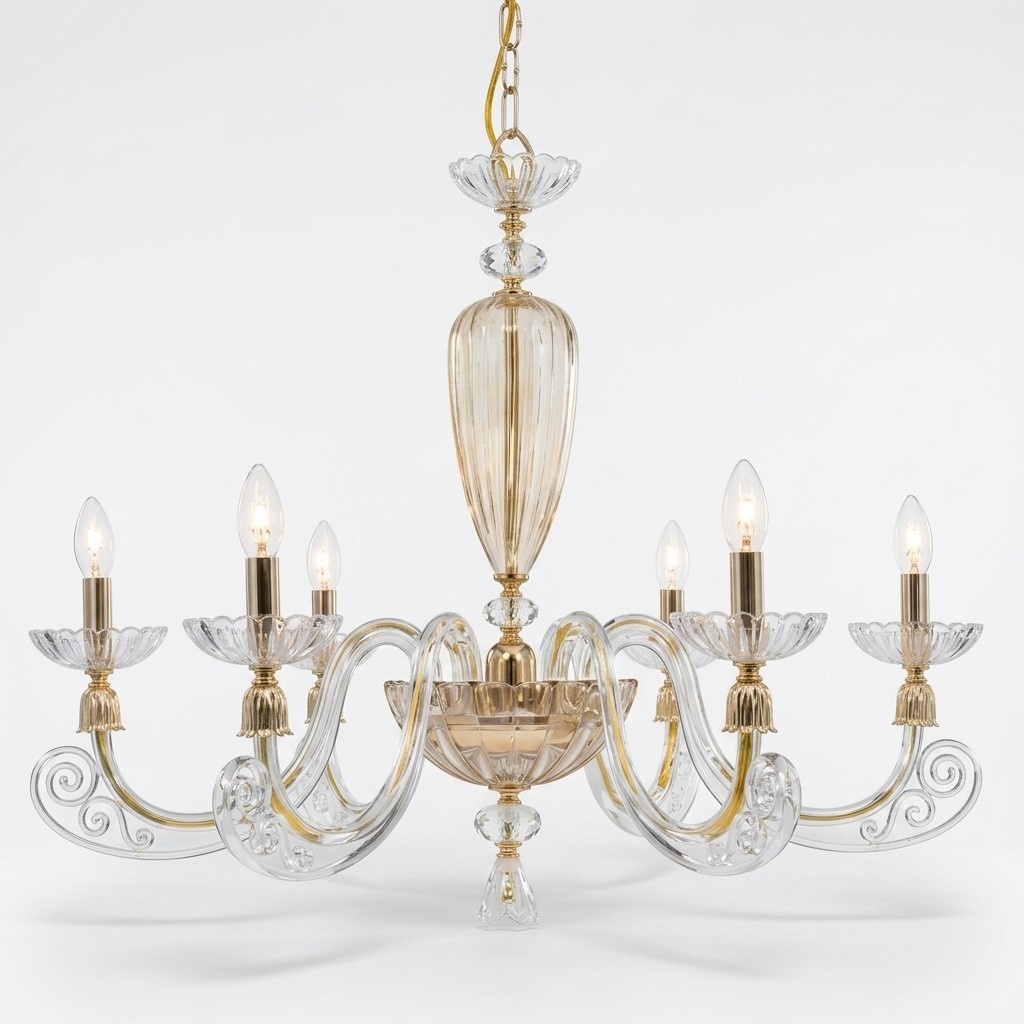 Transparenter Deckenleuchter Kronleuchter Gold Lüster Kristall Modern