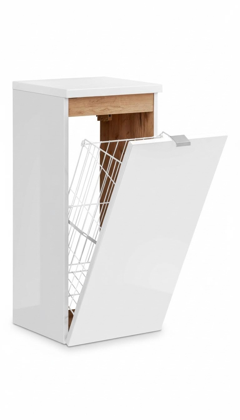 Dekorative Badmöbel mit Wäschekorb