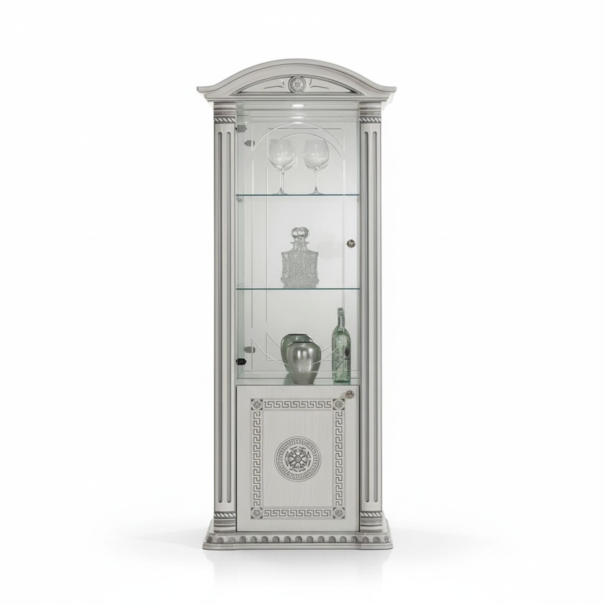 Vitrine Anrichte Vitrinen Luxus Glas Schrank Schranke Weiß Holz Design Möbel Neu