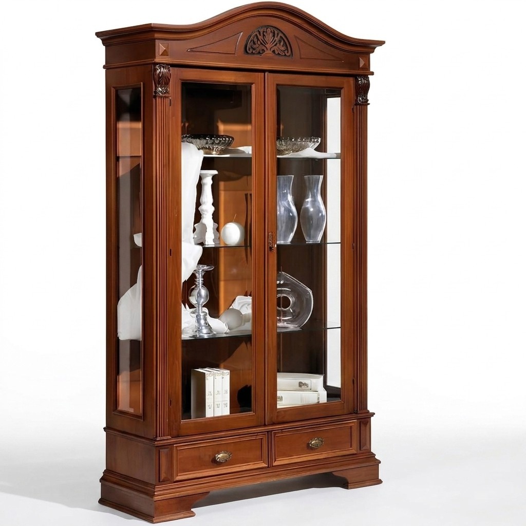 Vitrine Glas Schrank Wohnzimmer Schaufenster 2 Türen Vitrinen Barock