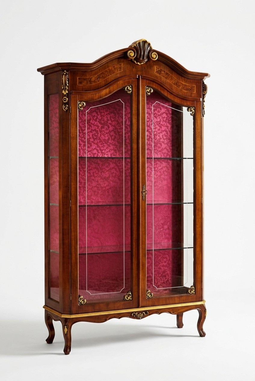 Vitrine Holz Schrank Glas Schränke Italienische Stol Möbel Anrichte Regal Barock