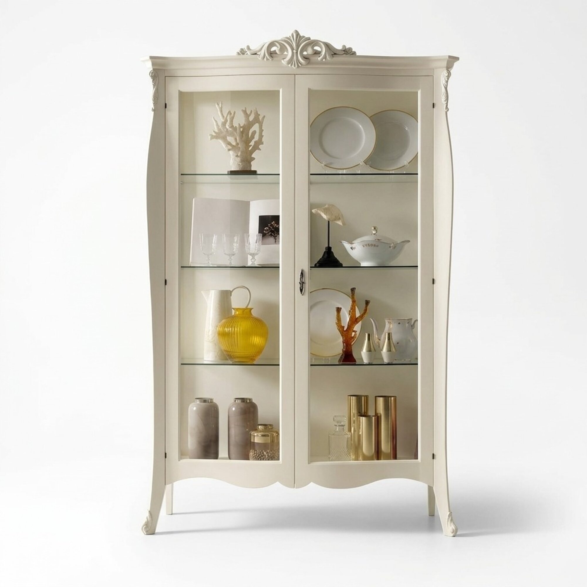 Vitrine Massiv Holz Möbel Glas Schrank Schränke Vitrinen Wohnzimmer Anrichte