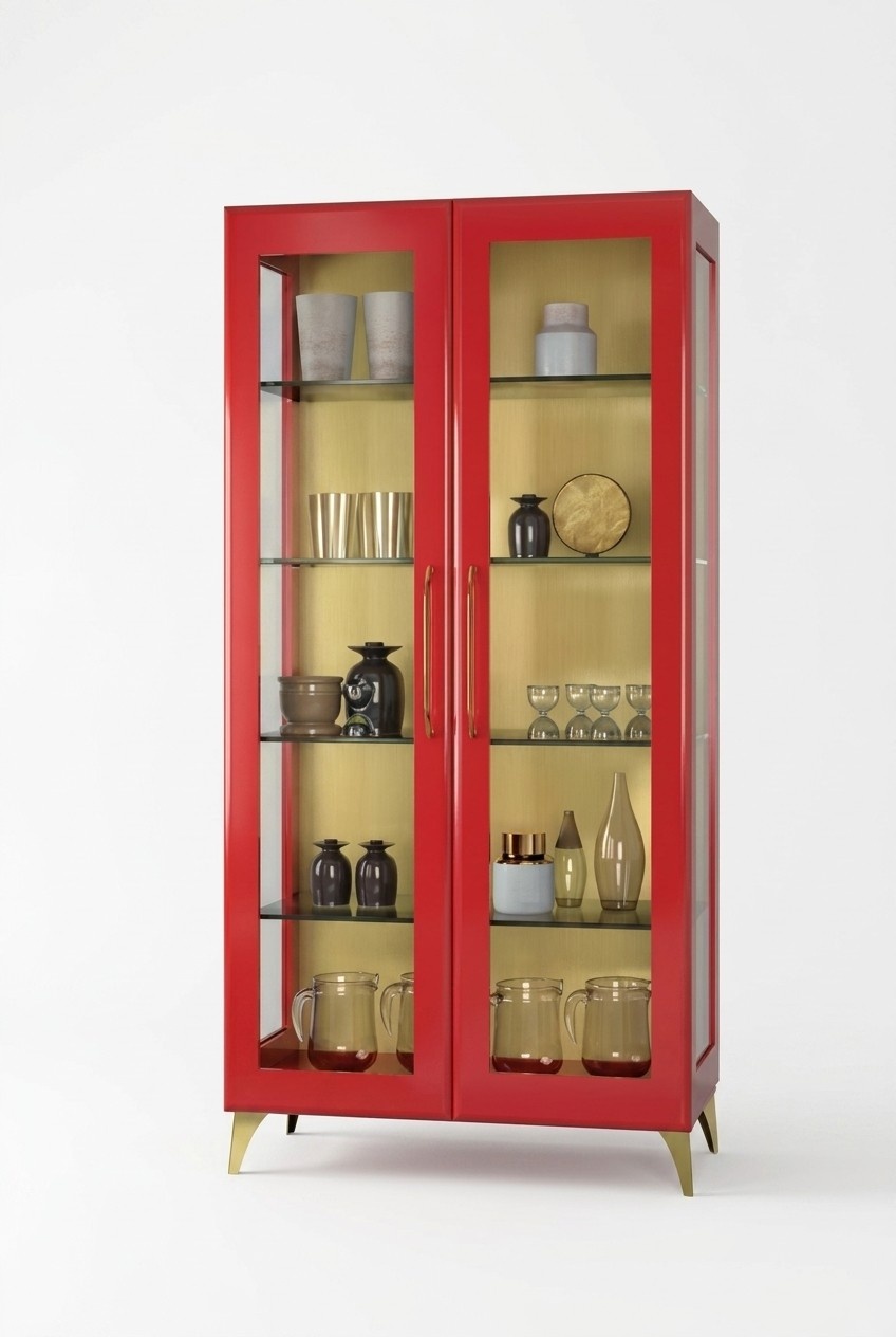 Vitrine Schöne Rote Glas Schrank Vitrinen Holz Glas Wohnzimmer Modern Luxus