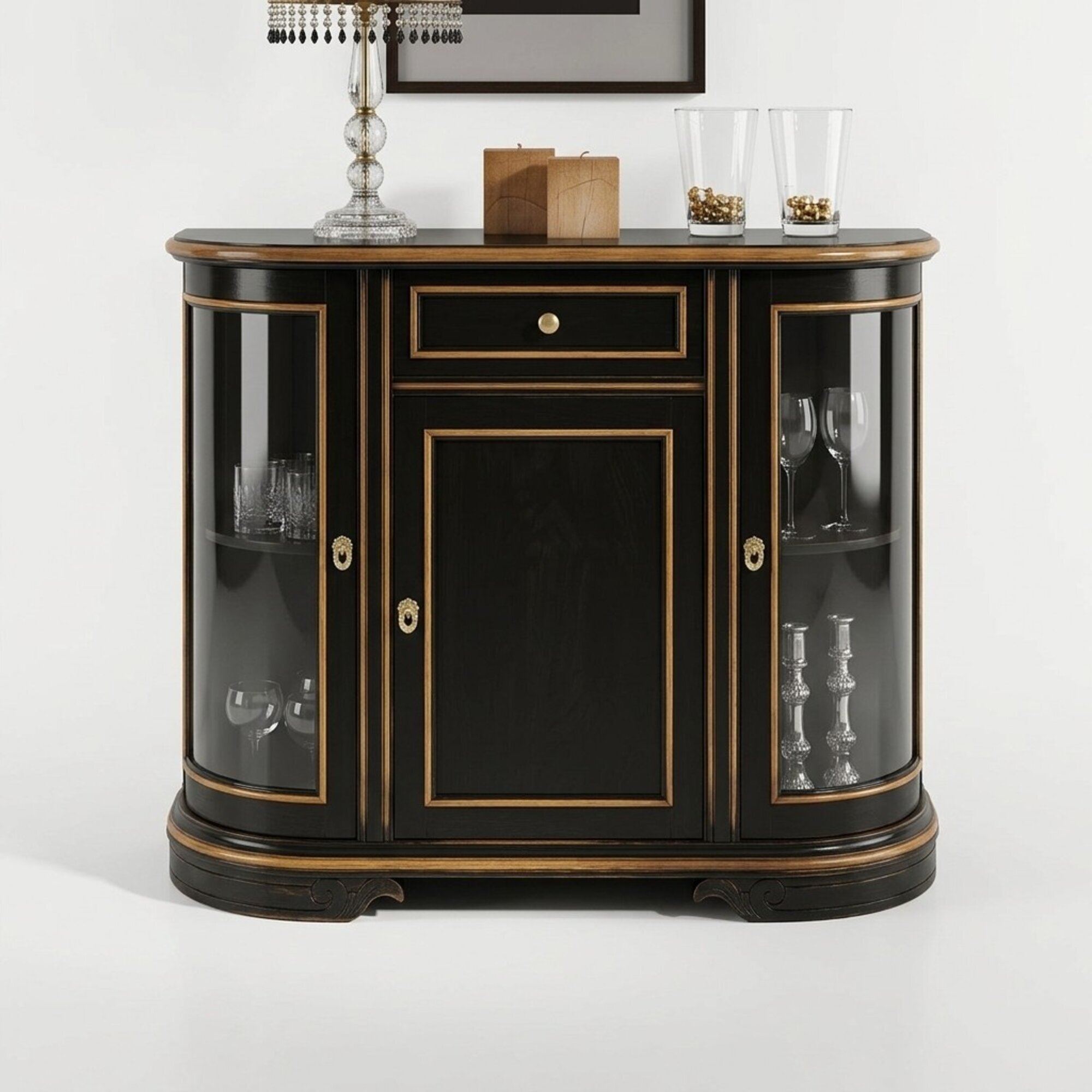 Vitrine Schrank Klassische Vitrinen Wohnzimmer Möbel Massiv Schränke Anrichte