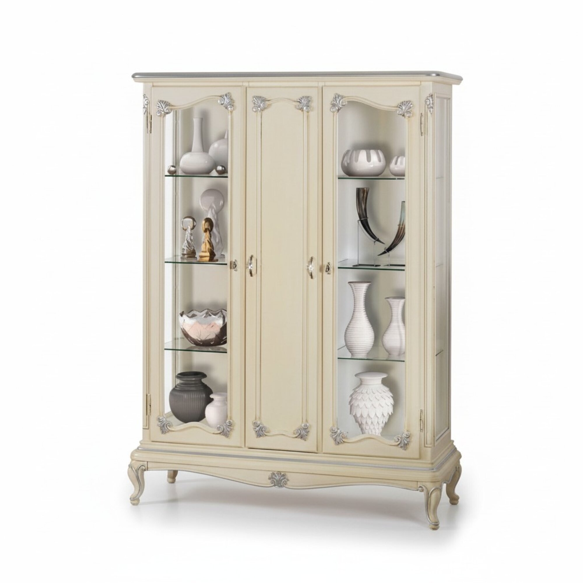 Vitrine Weiß Glasschrank Design Klassische Schrank Luxus Holz Möbel Vitrinen Neu