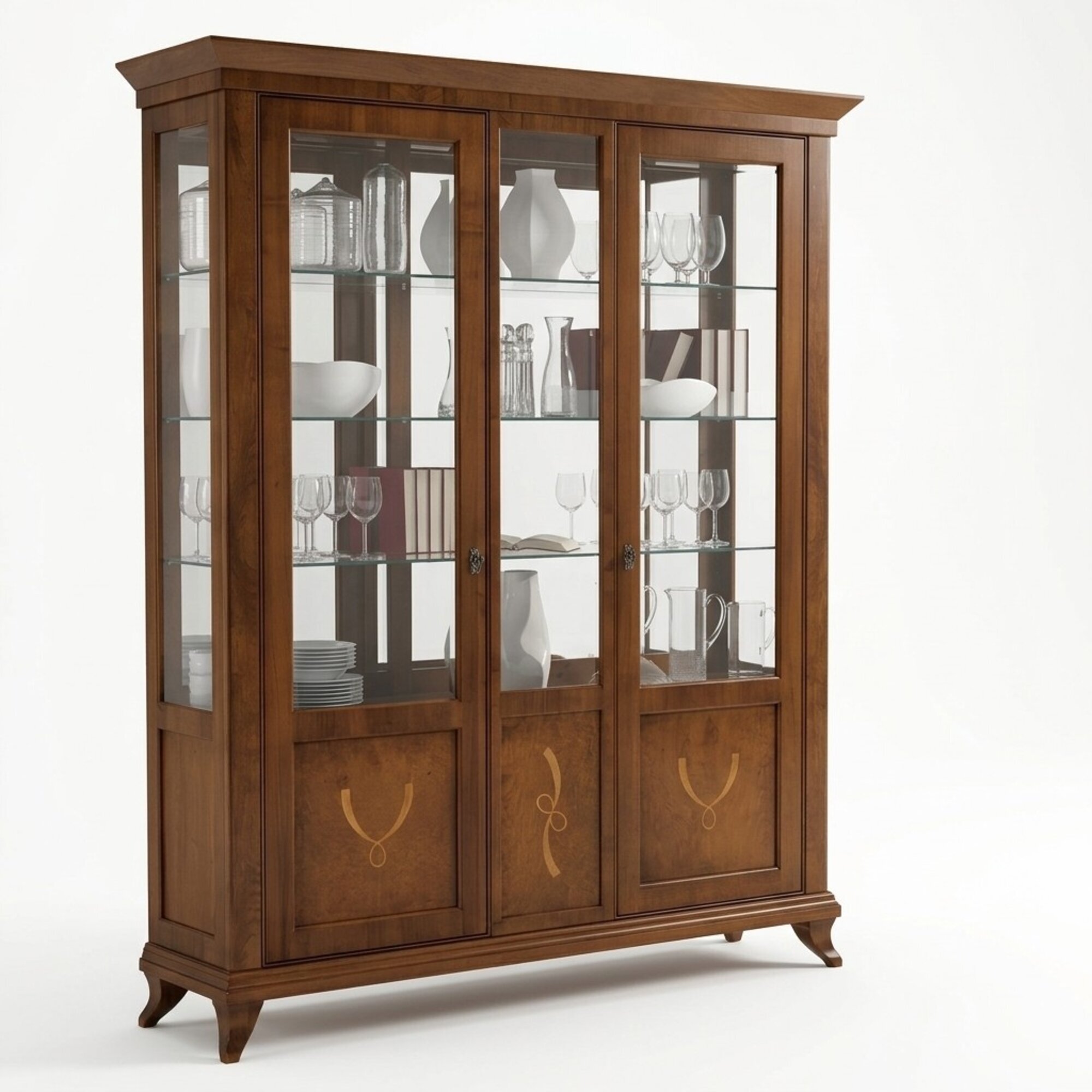 Vitrine Wohnzimmer Möbel Anrichte Massive Glas Holz Vitrinen Schrank Echtholz