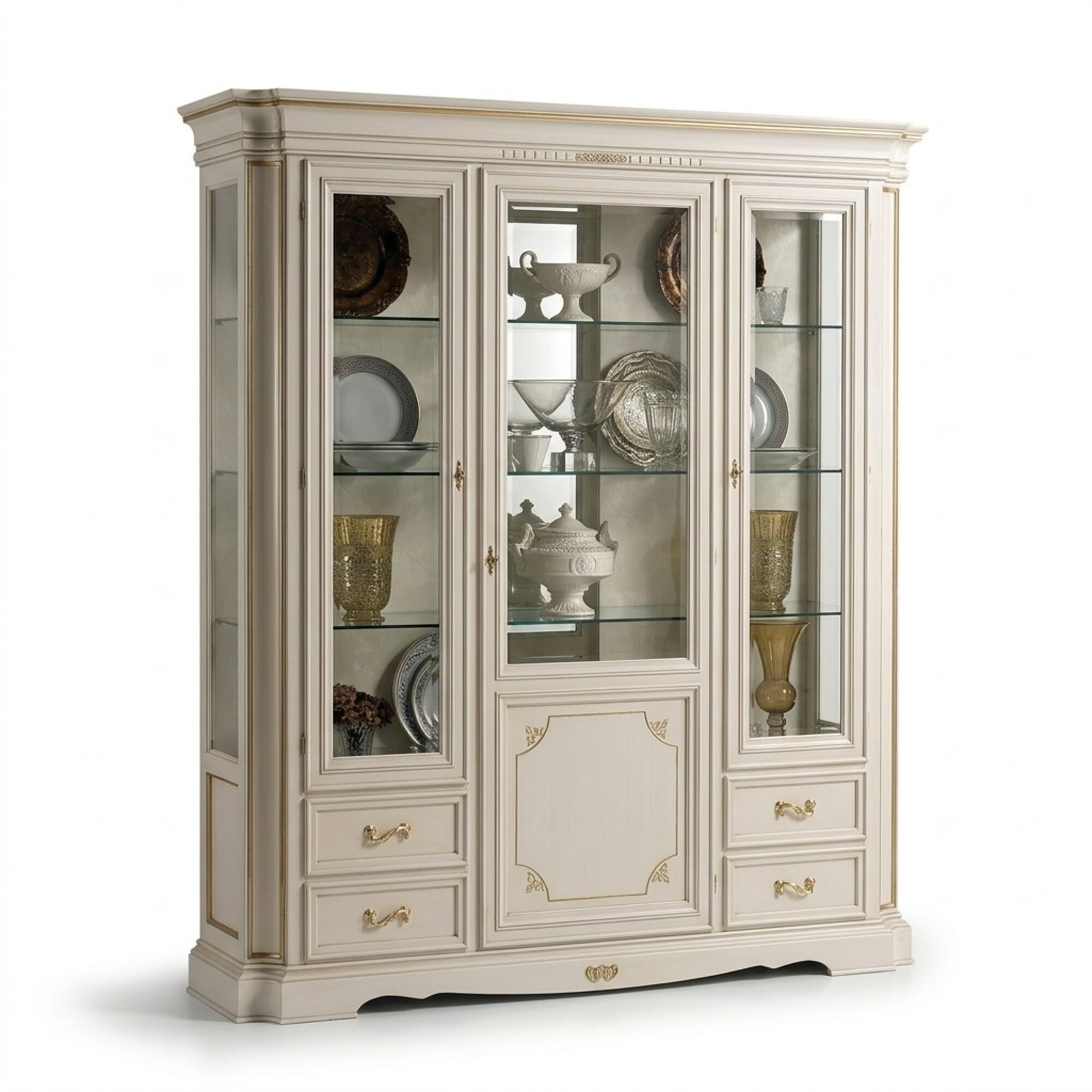 Vitrine Wohnzimmer Möbel Anrichte Glas Massive Holz Vitrinen Schrank Echtholz