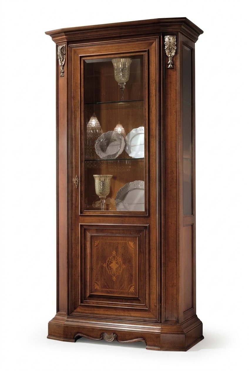Vitrinen Glas Schrank Wohnzimmer Echtholz Vitrine Möbel Anrichte Massive Holz