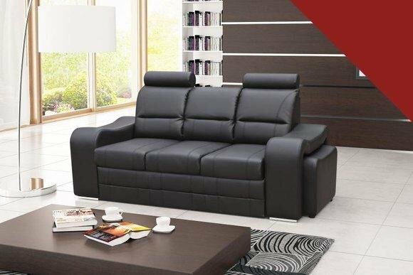 Schlafsofa Klappcouch 3-Sitzer Schlaffunktion + Bettkasten Schwarz Couch Sofa