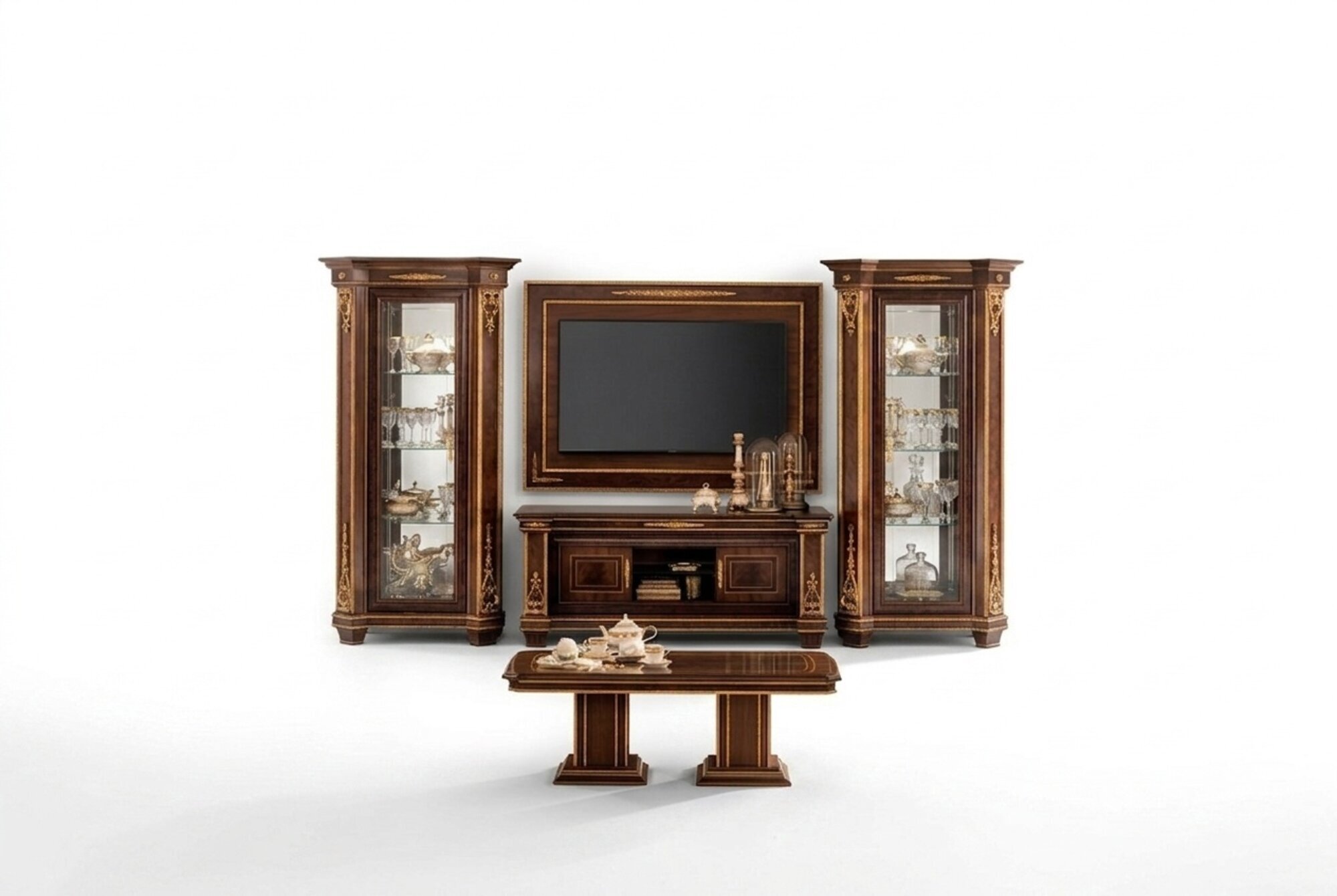 Wandschrank Wohnwand RTV Designer Möbel Wohnzimmer Vitrine Vitrinen