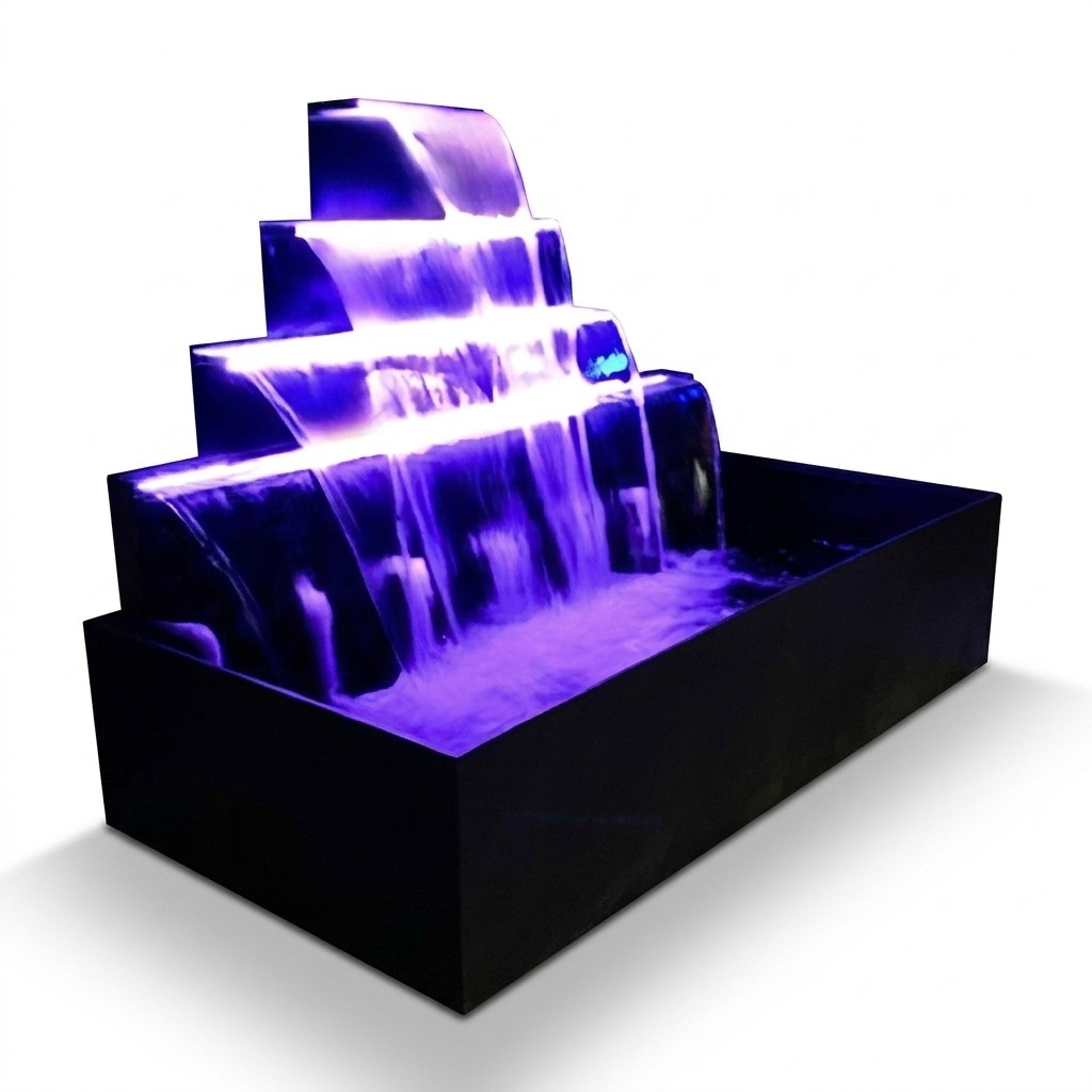 Wasserfall Pool Anlage Brunnen Edelstahl Wasserspiele Schwimmbecken