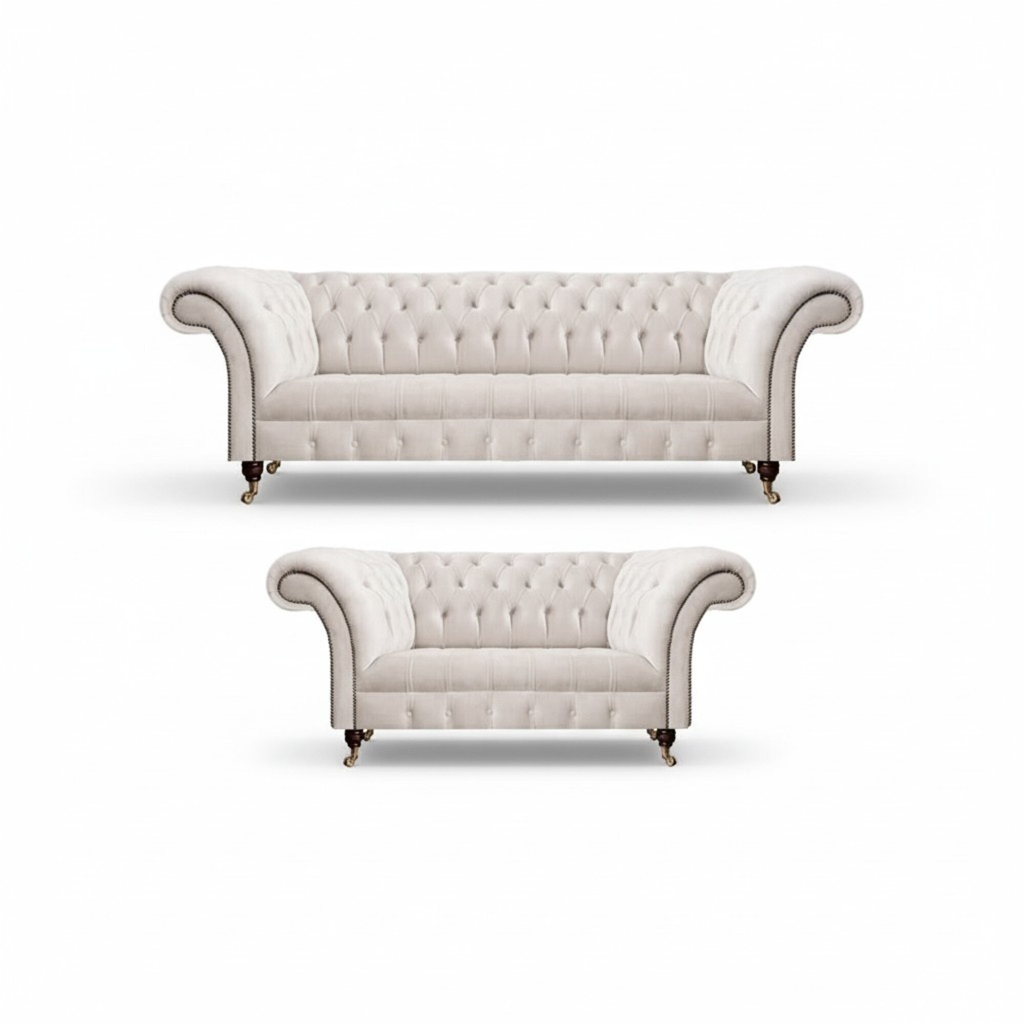 Weiß 2x Sofas Komplett Polstermöbel Luxus Sofa Dreisitze mit Zweisitzer Couch