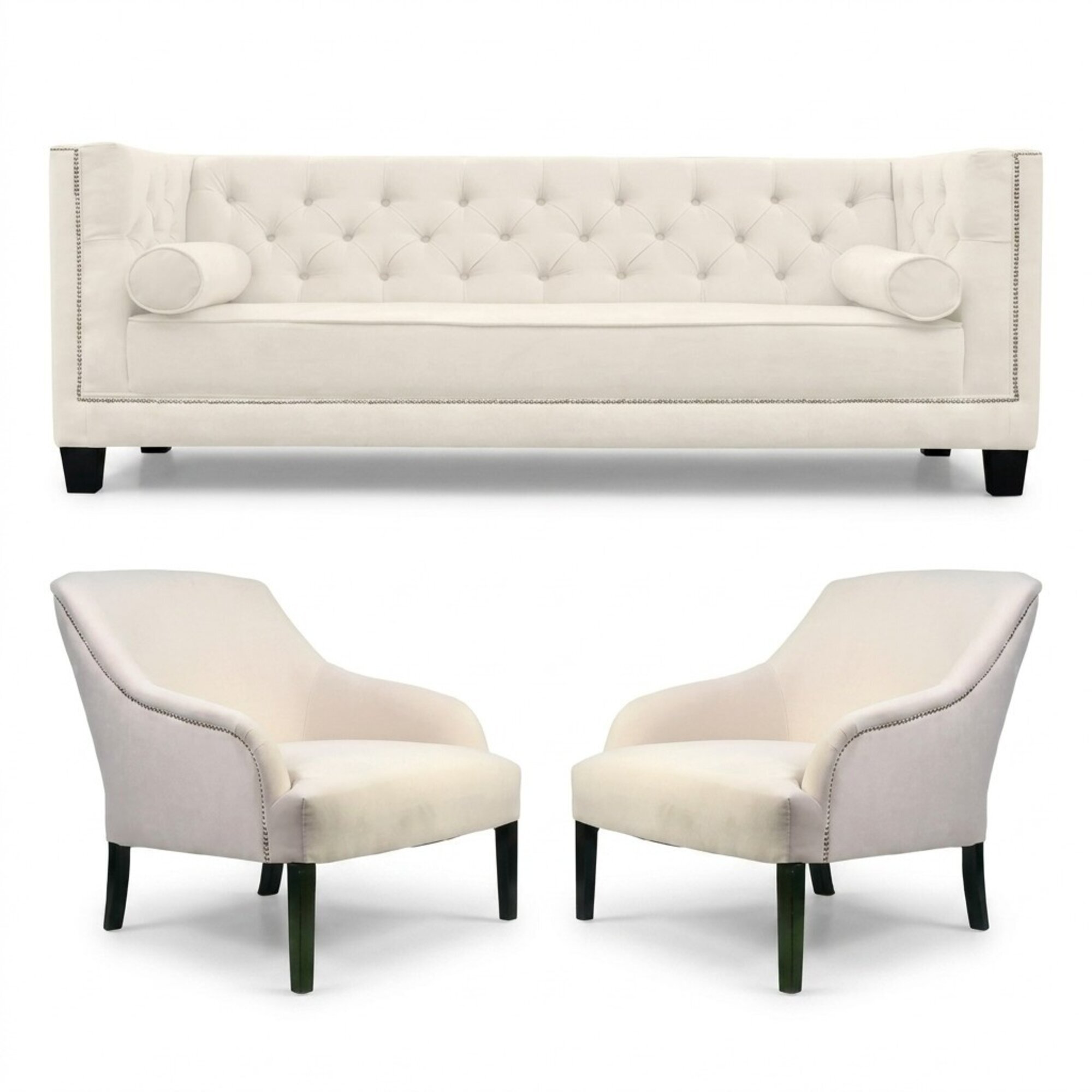 Weiß Chesterfield Sessel xxl Big Textil Stoff Couchen Kreative Möbel Neu Sofas