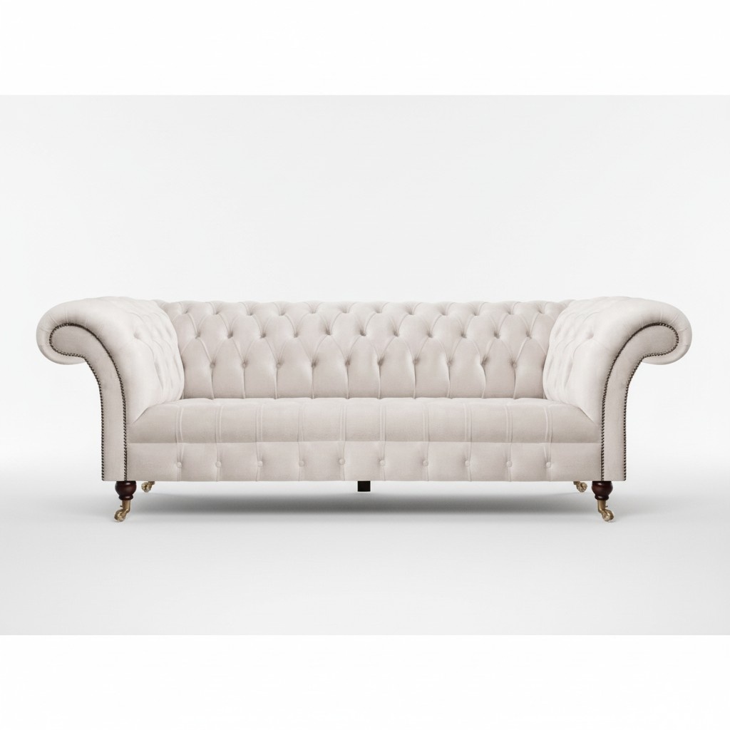 Weiß Sofa Dreisitze Couch Polstermöbel Einrichtung Wohnzimmer Chesterfield