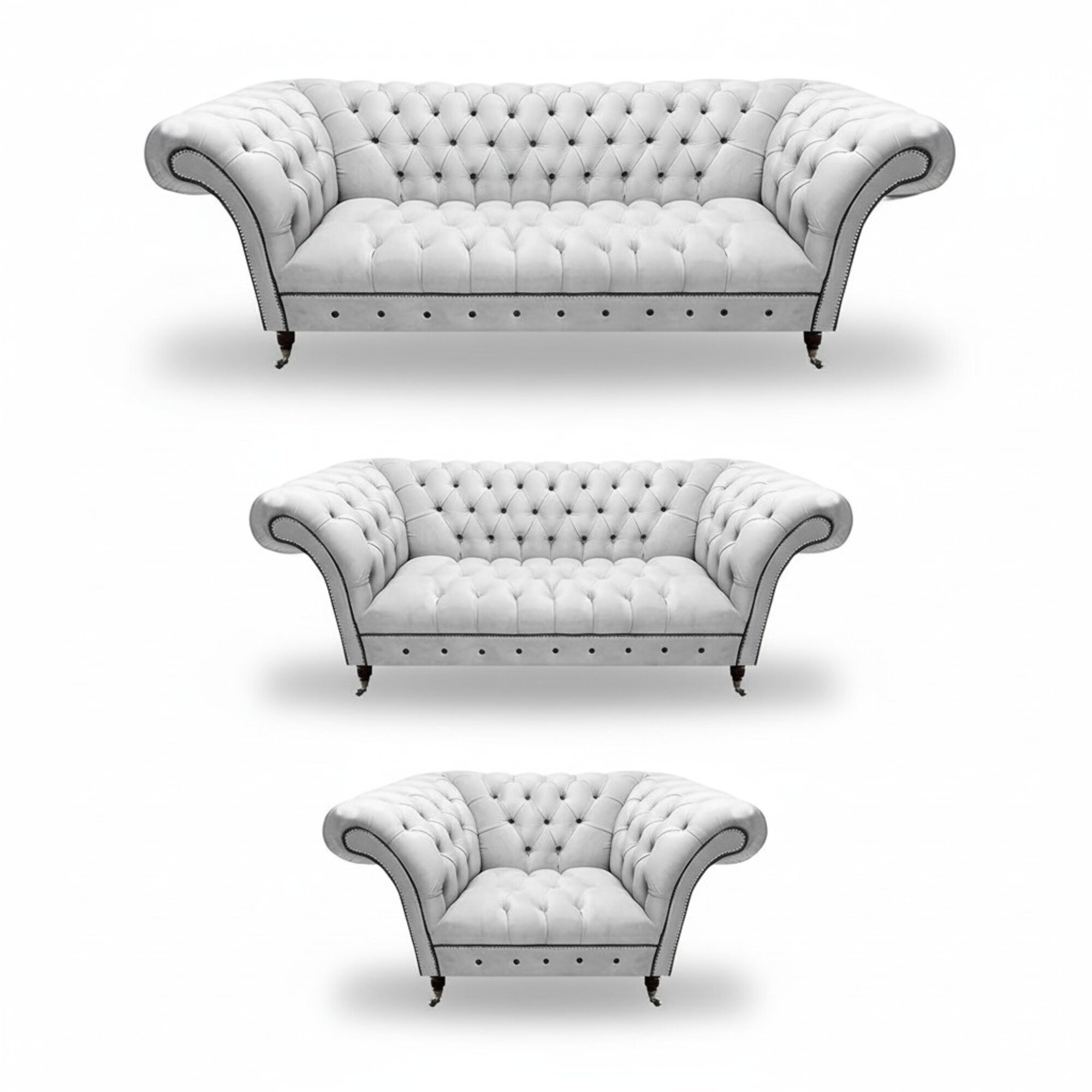 Weiß Sofagarnitur 3tlg Chesterfield Modern Design Wohnzimmer Polstersofa