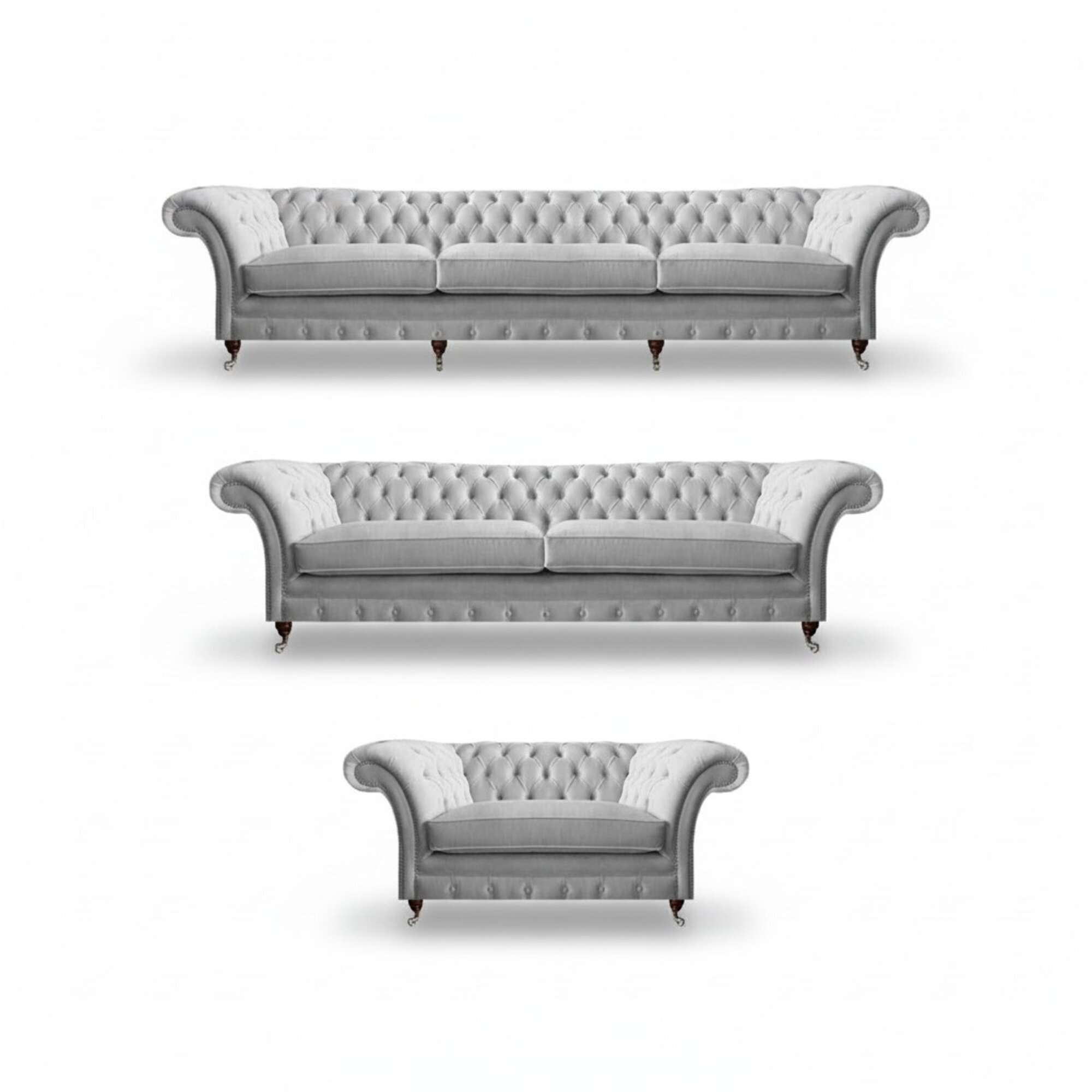 Weiße Chesterfield Couchen Designer Dreisitzer Luxus 2-Sitzer Sessel
