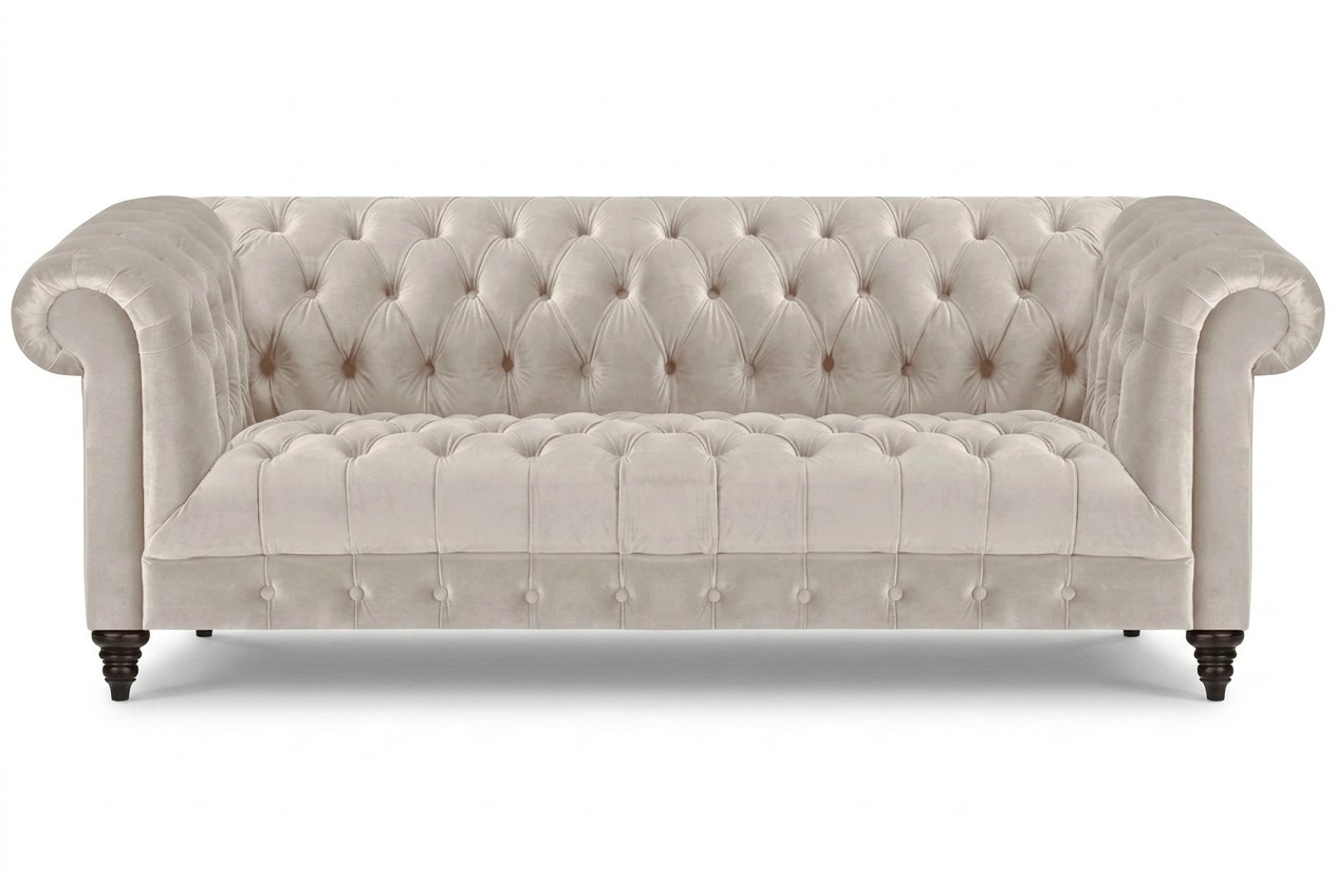 Weiße Chesterfield Polstercouch Designer Dreisitzer Moderner 3-Sitzer