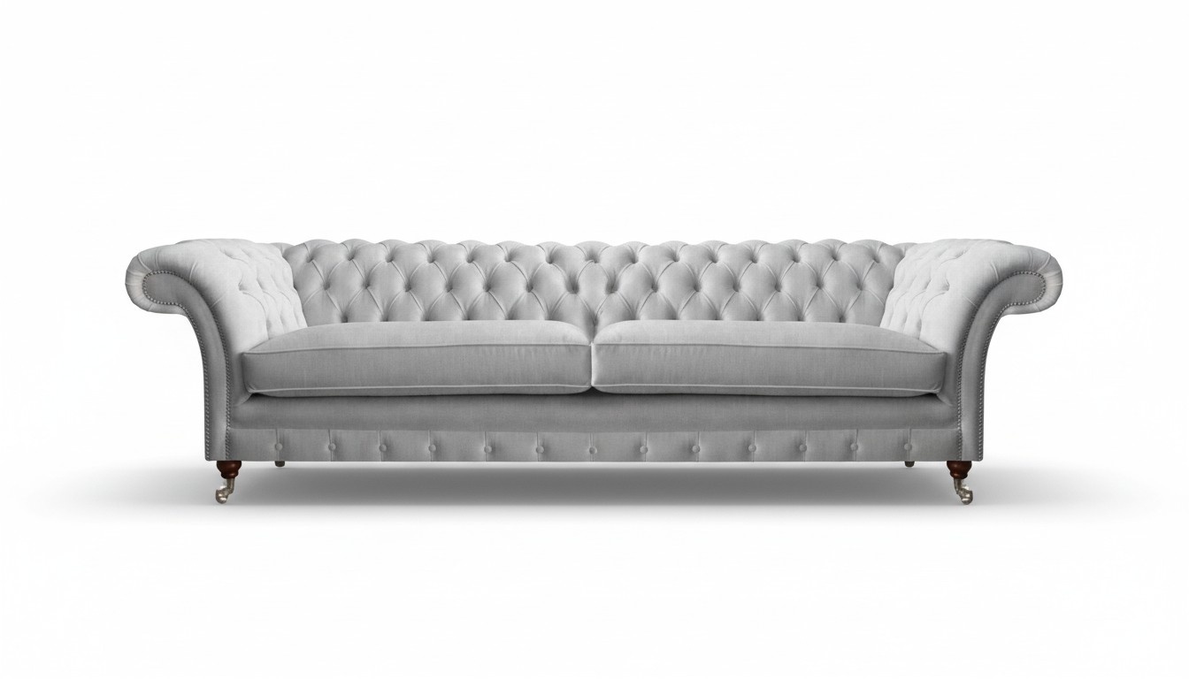 Weiße Chesterfield Stoffcouch Designer Polstermöbel Exklusives Stoffsofa