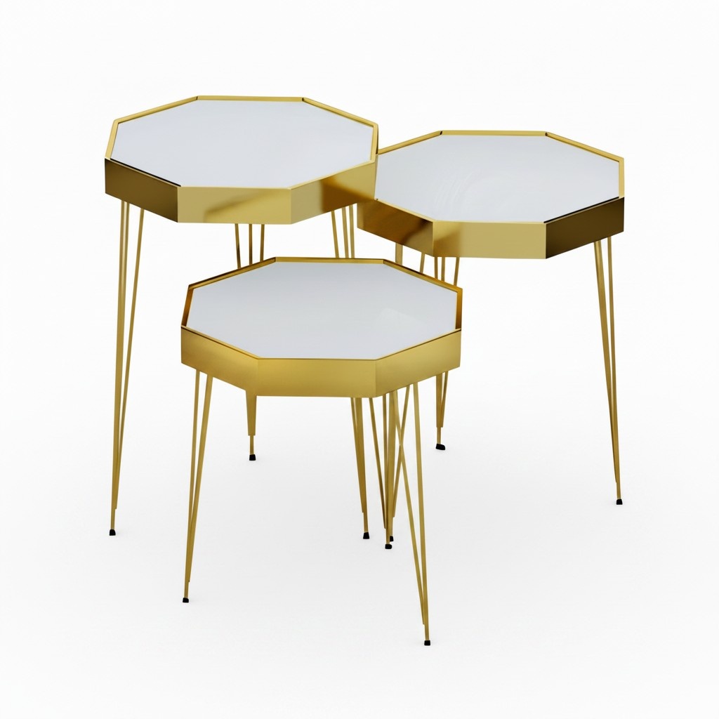 Weiße Holz Beistelltische im minimalistischen Design