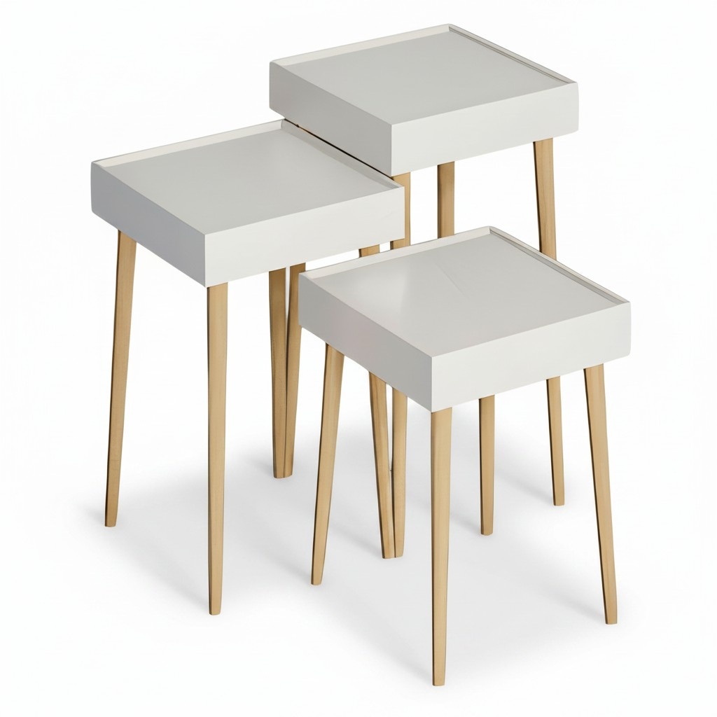 Weiße Holz Beistelltische im modernen Design, vielseitig und elegant