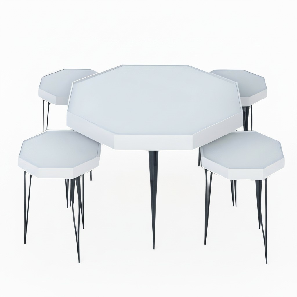 Weiße Holz Couchtisch mit modernem Design und Beistelltischen Set