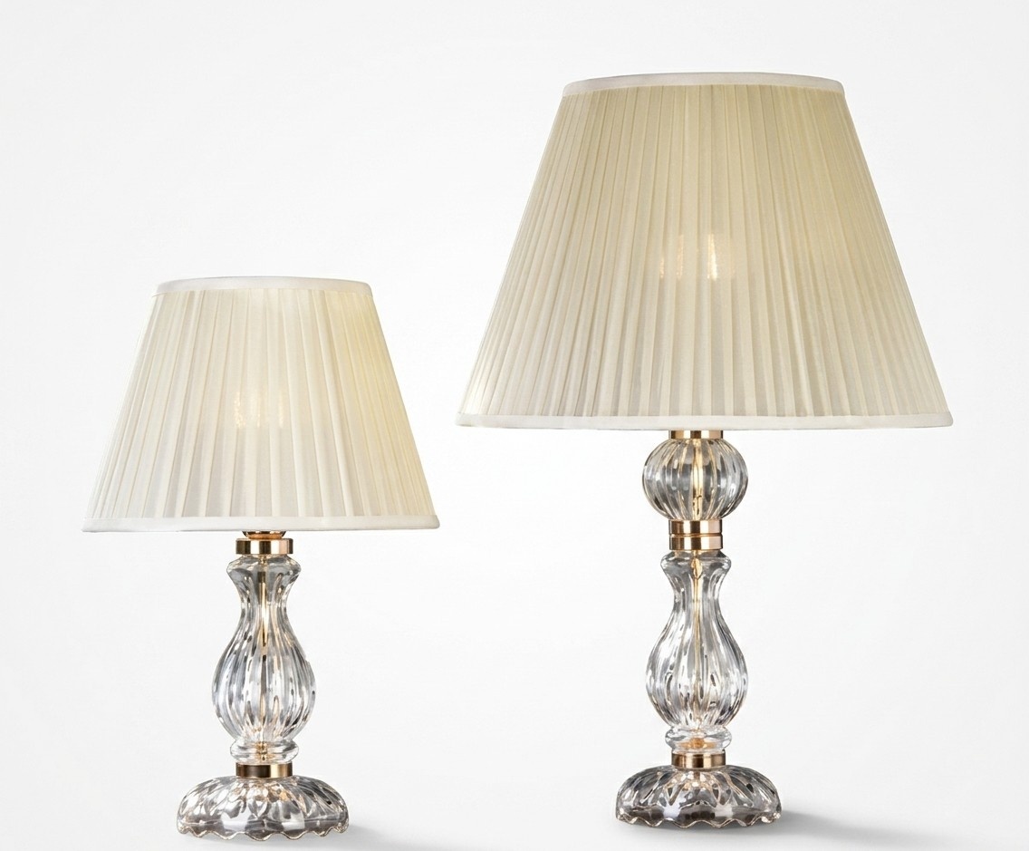 Weiße Transparente Tischlampe Antik Stil Kronleuchter Kristall Lampe