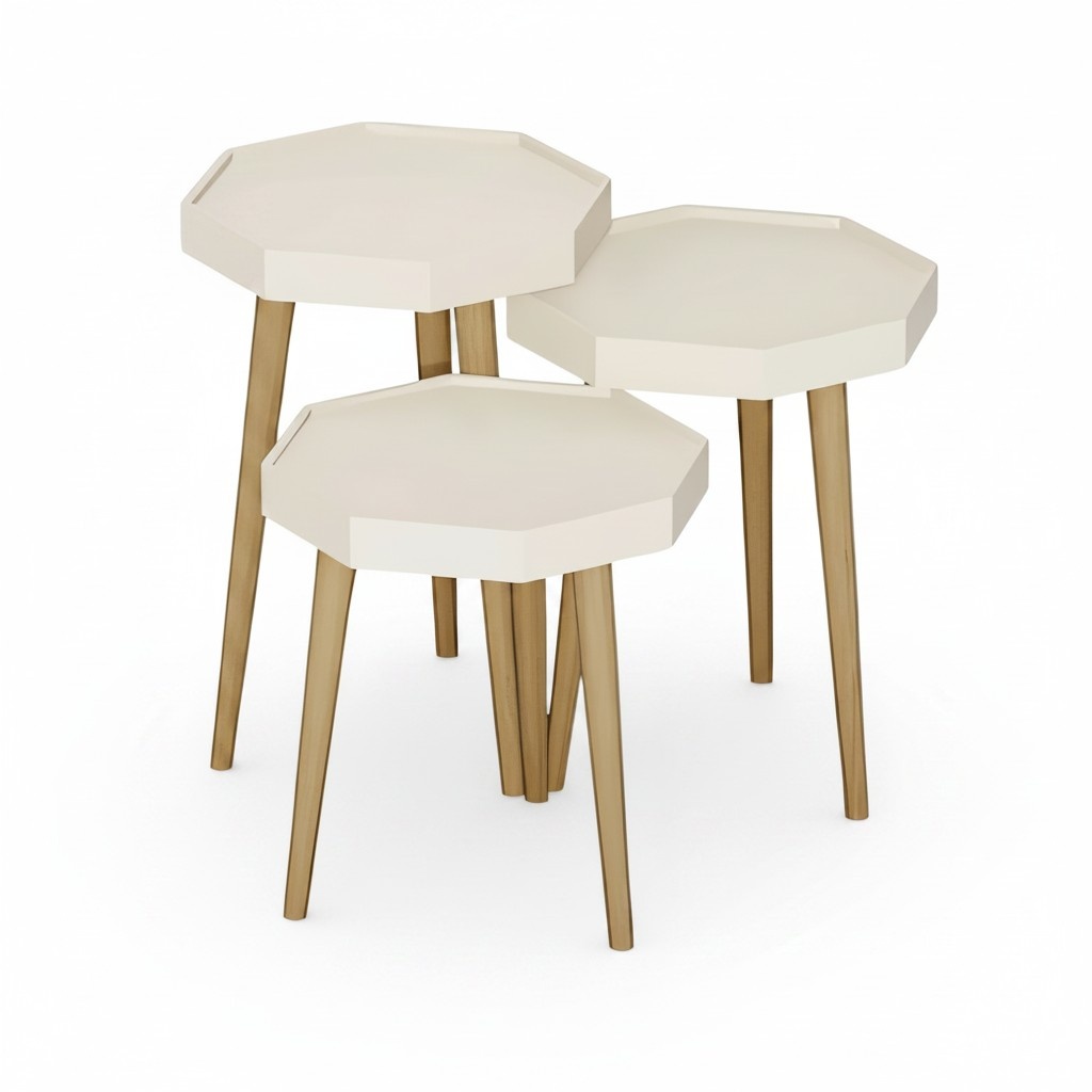 Weißer Holz Beistelltisch im modernen Design