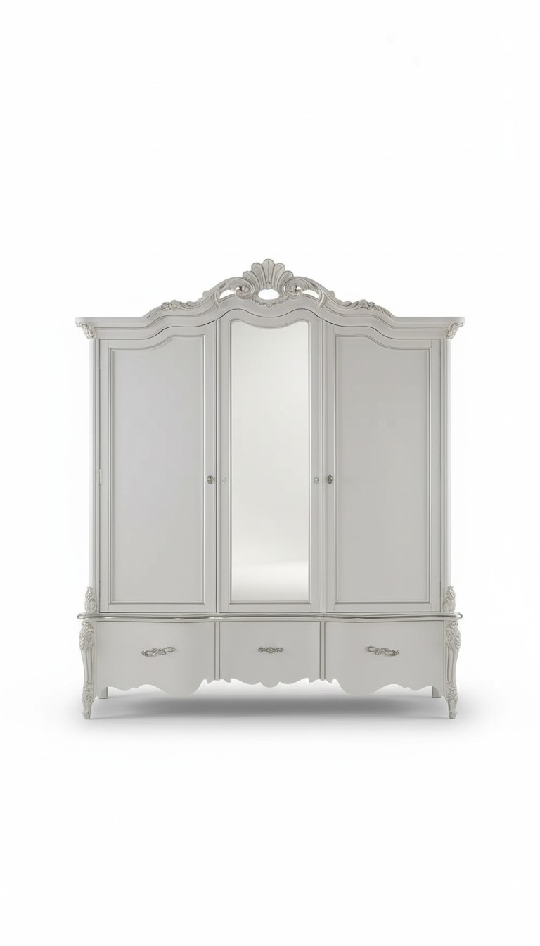 Weißer Kleiderschrank Massivholz Möbel Schlafzimmer Designer Glastüren