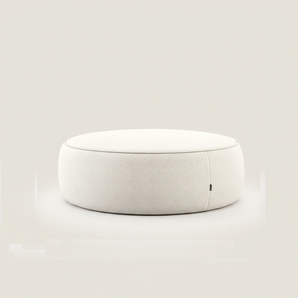 Weißer Luxus Polster Hocker Rundhocker Sitzmöbel Designer Stilvolle Möbel1