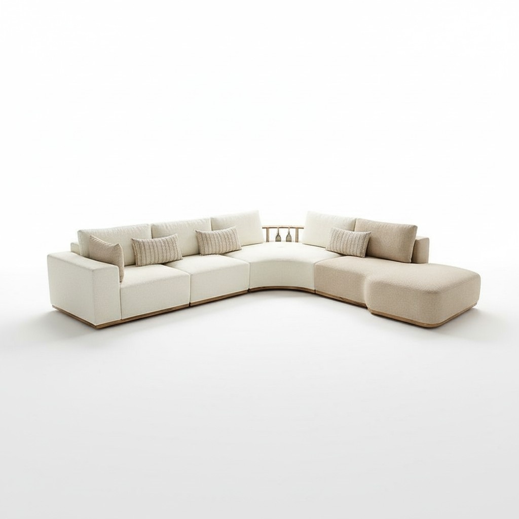 Weißes Ecksofa Moderne Wohnzimmer Möbel Designer Couch Textil Sofa 2tlg