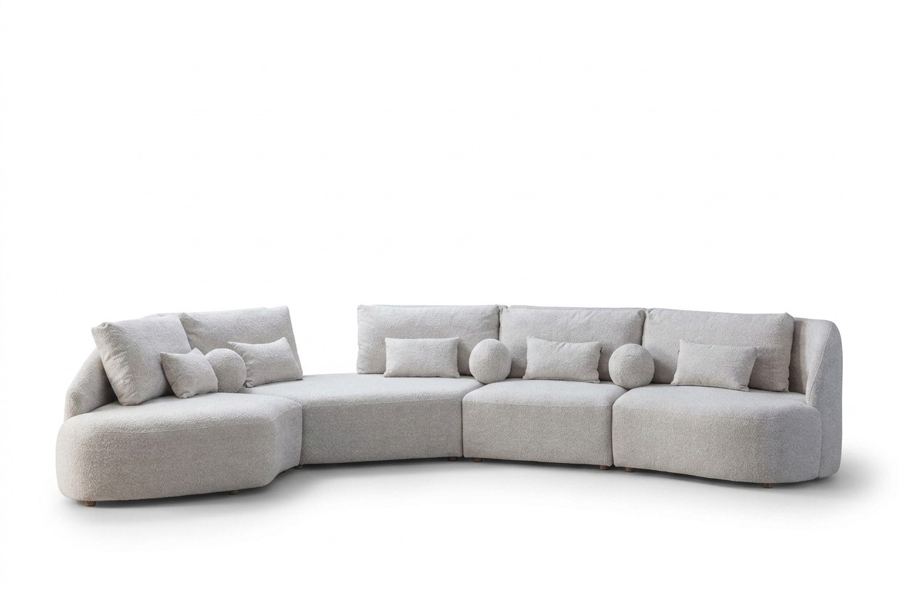 Weißes Ecksofa Modernes L-Form Sofa Wohnzimmer Couchen Holzgestell Sofa