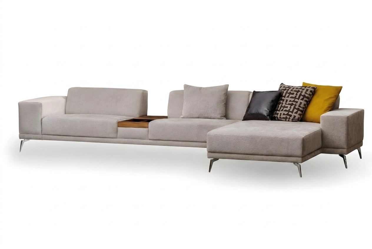 Weißes Stoff-Ecksofa in L-Form modern